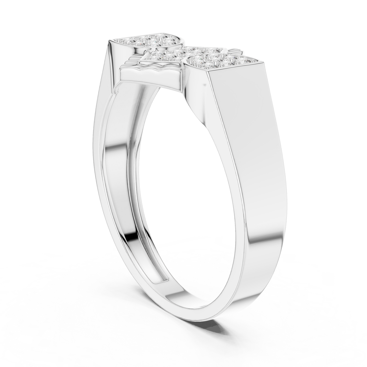 Trinity Pavé Cluster Geometric Bypass Ring