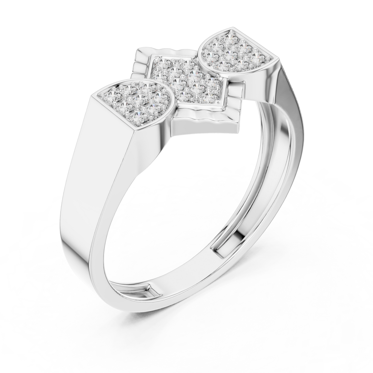 Trinity Pavé Cluster Geometric Bypass Ring