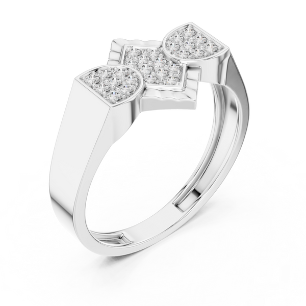 Trinity Pavé Cluster Geometric Bypass Ring