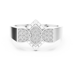 Trinity Pavé Cluster Geometric Bypass Ring