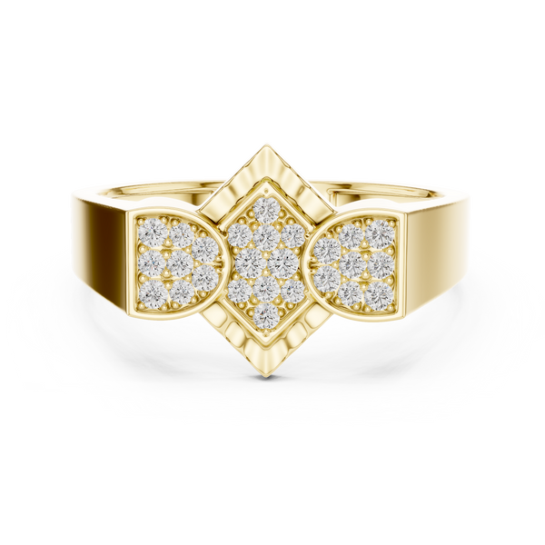 Trinity Pavé Cluster Geometric Bypass Ring