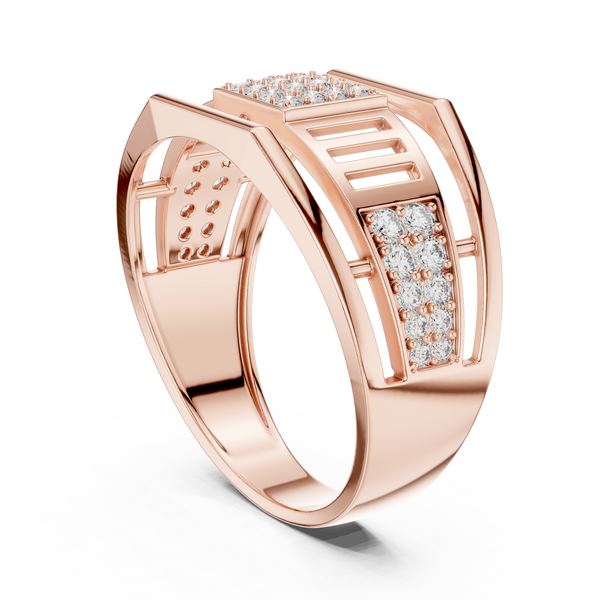Meridian Pavé Square Openwork Bar Band Ring