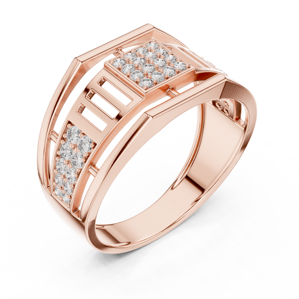 Meridian Pavé Square Openwork Bar Band Ring