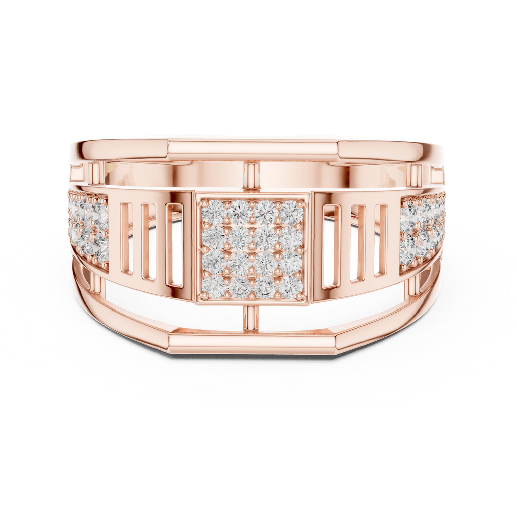 Meridian Pavé Square Openwork Bar Band Ring