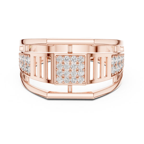 Meridian Pavé Square Openwork Bar Band Ring