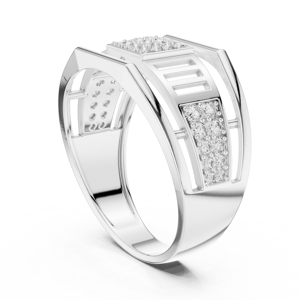 Meridian Pavé Square Openwork Bar Band Ring