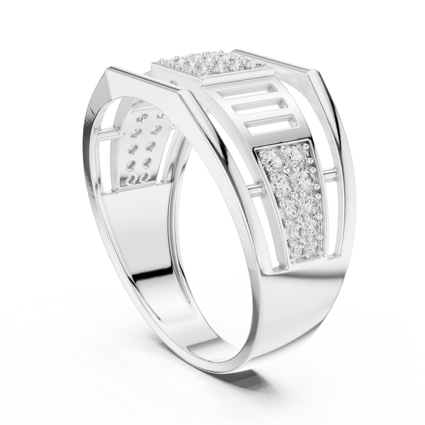 Meridian Pavé Square Openwork Bar Band Ring