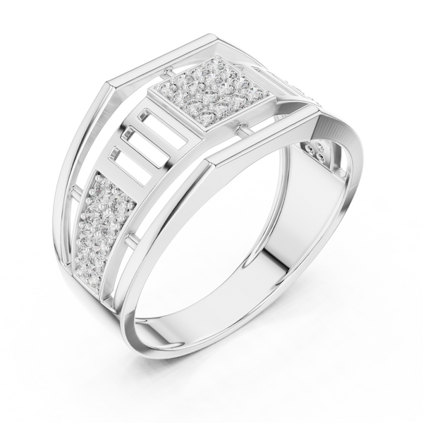 Meridian Pavé Square Openwork Bar Band Ring