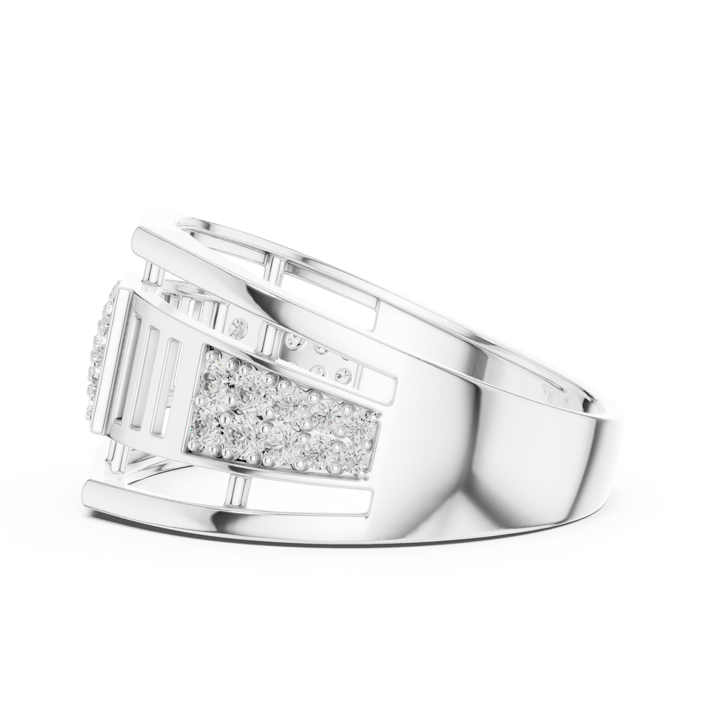 Meridian Pavé Square Openwork Bar Band Ring