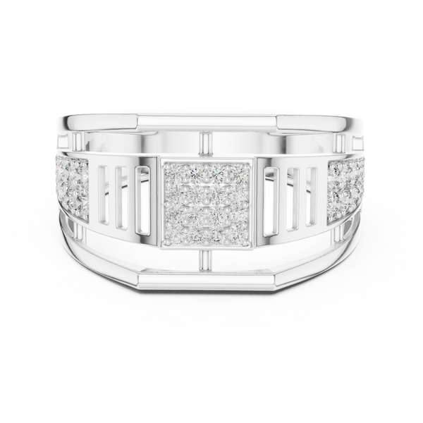 Meridian Pavé Square Openwork Bar Band Ring