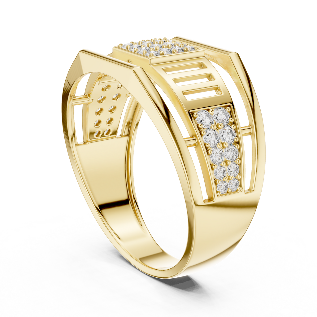 Meridian Pavé Square Openwork Bar Band Ring