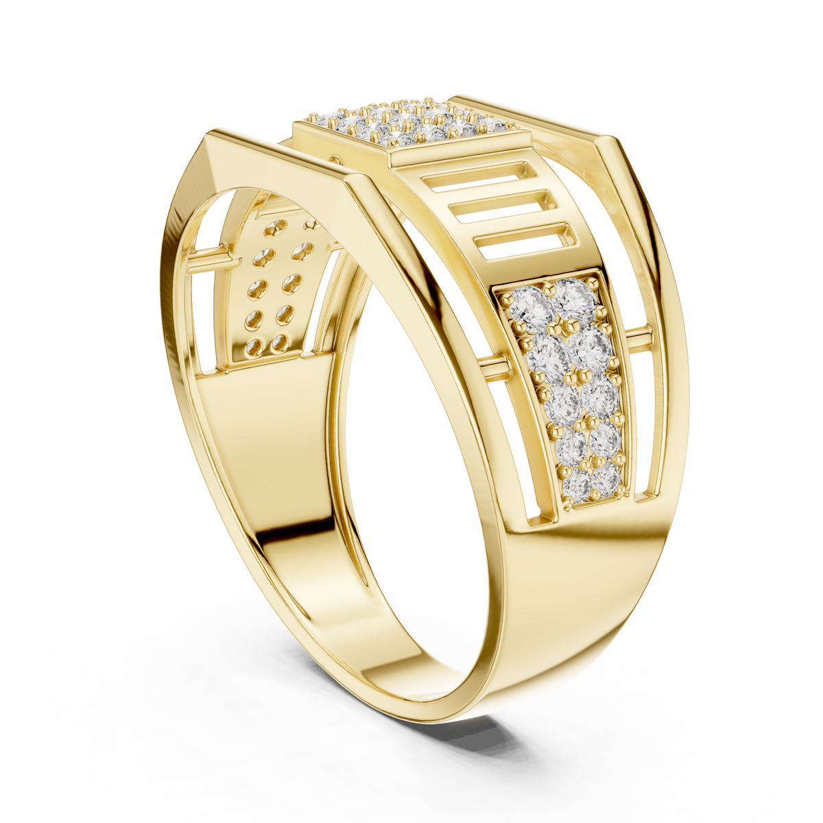 Meridian Pavé Square Openwork Bar Band Ring