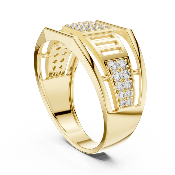 Meridian Pavé Square Openwork Bar Band Ring