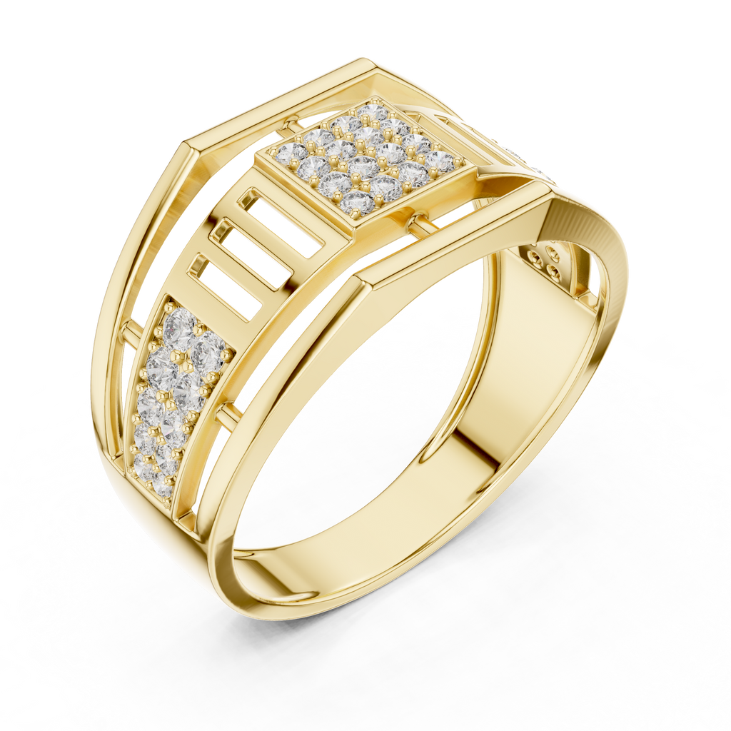 Meridian Pavé Square Openwork Bar Band Ring