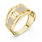 Meridian Pavé Square Openwork Bar Band Ring