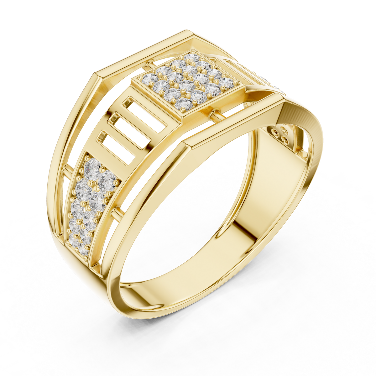 Meridian Pavé Square Openwork Bar Band Ring