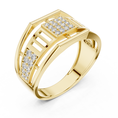 Meridian Pavé Square Openwork Bar Band Ring