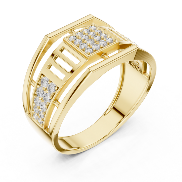 Meridian Pavé Square Openwork Bar Band Ring