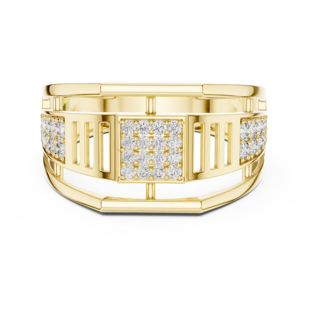 Meridian Pavé Square Openwork Bar Band Ring
