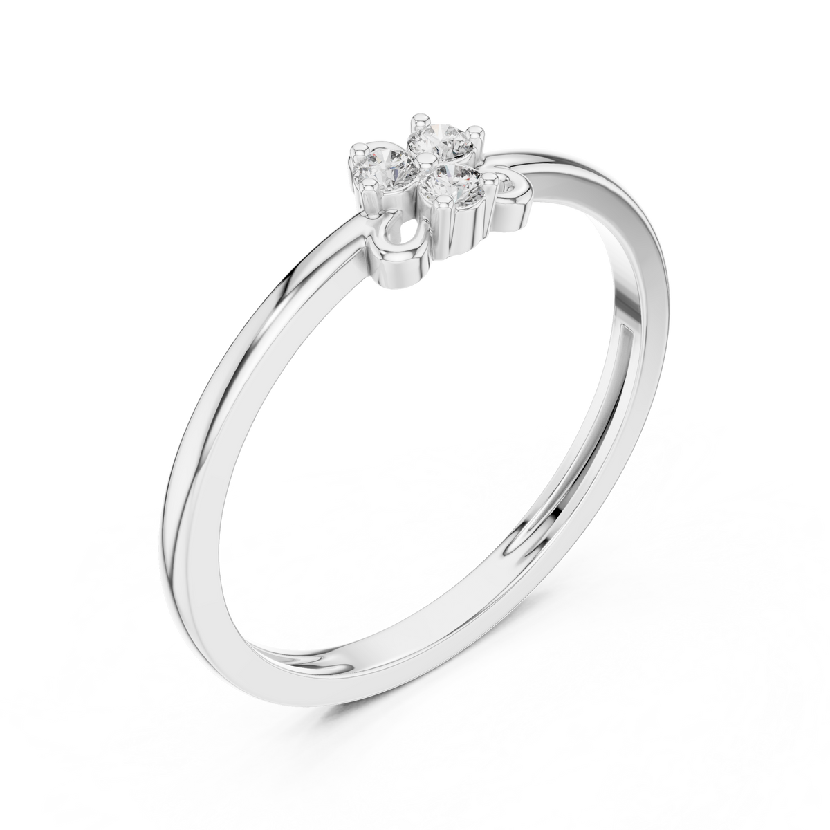 White Gold Trois Trilogy Cluster Diamond Ring