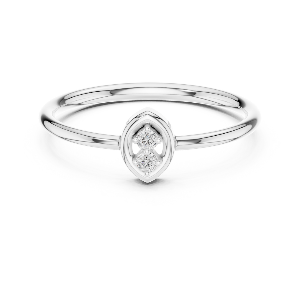 Duo Marquise-Frame Two-Stone Diamond Ring