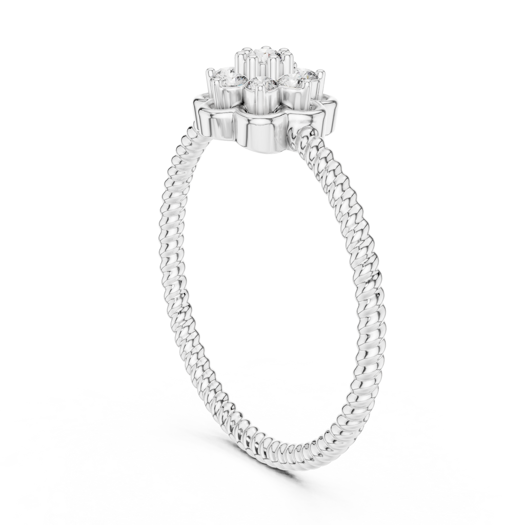 Fiorella Floral Cluster Rope Band Diamond Ring
