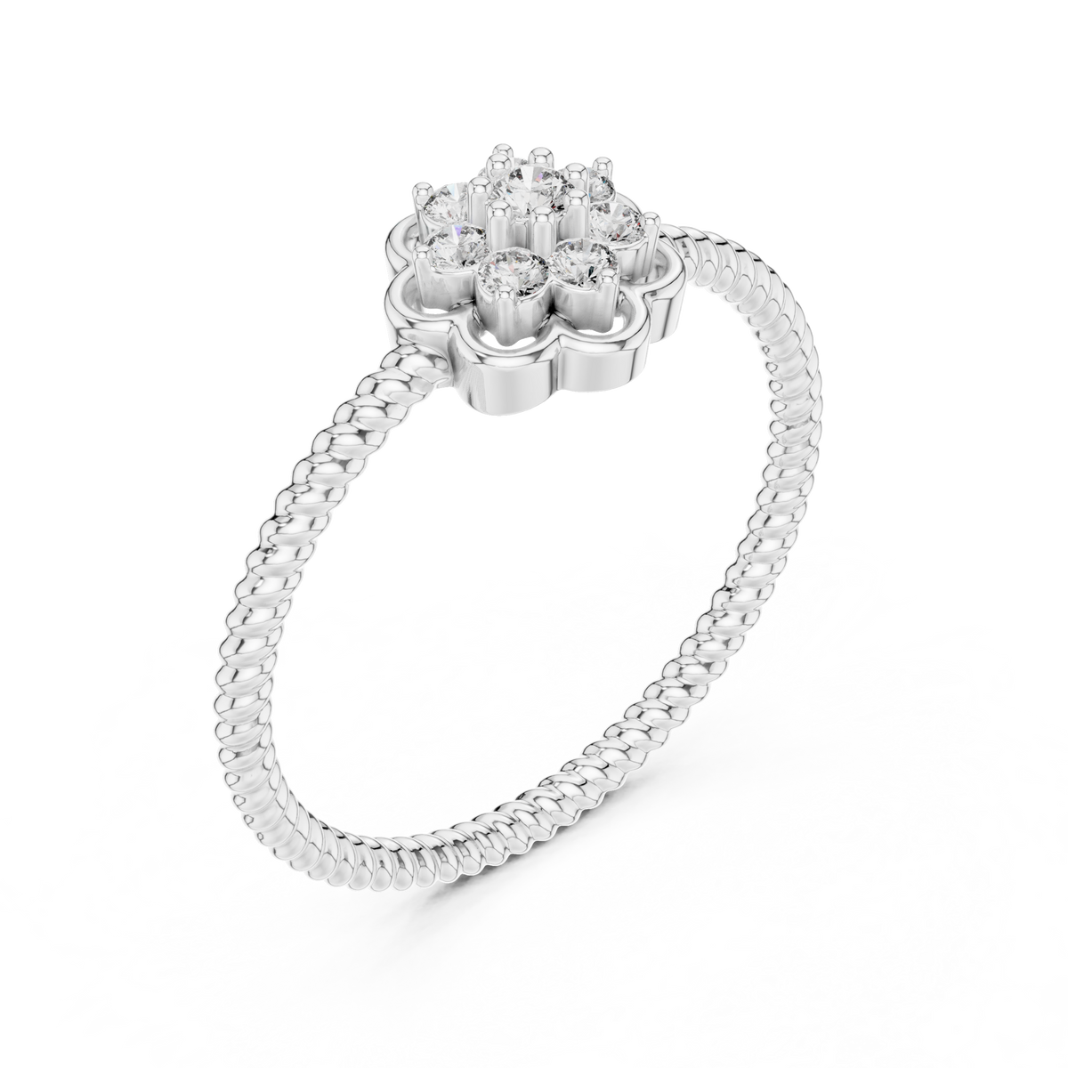 Fiorella Floral Cluster Rope Band Diamond Ring