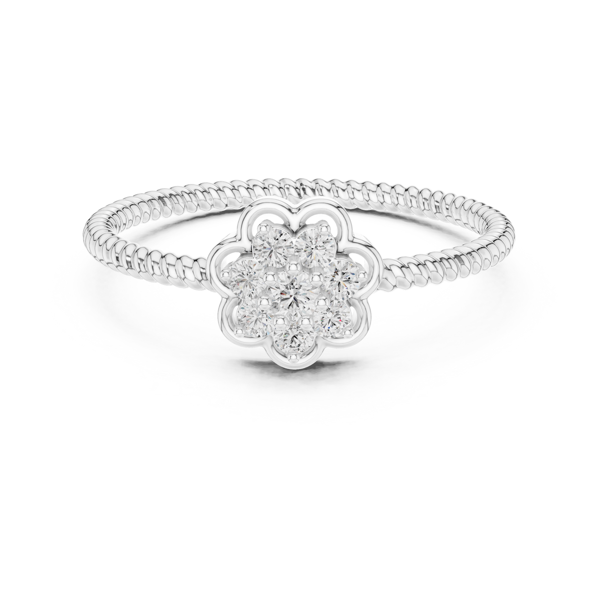 Fiorella Floral Cluster Rope Band Diamond Ring