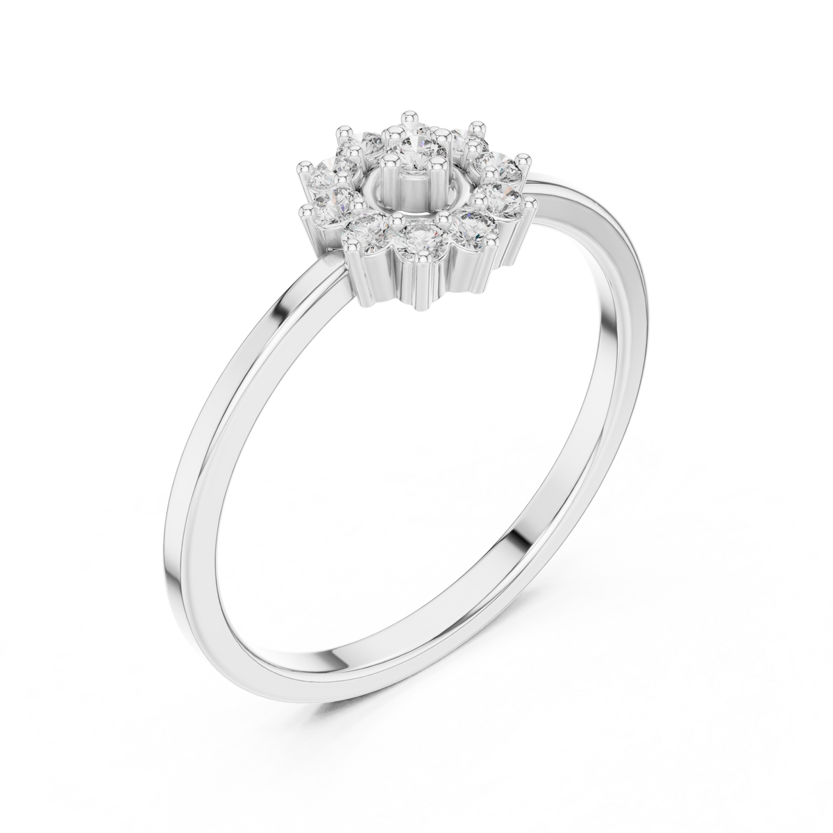 Solaria Open-Centre Floral Halo Diamond Ring