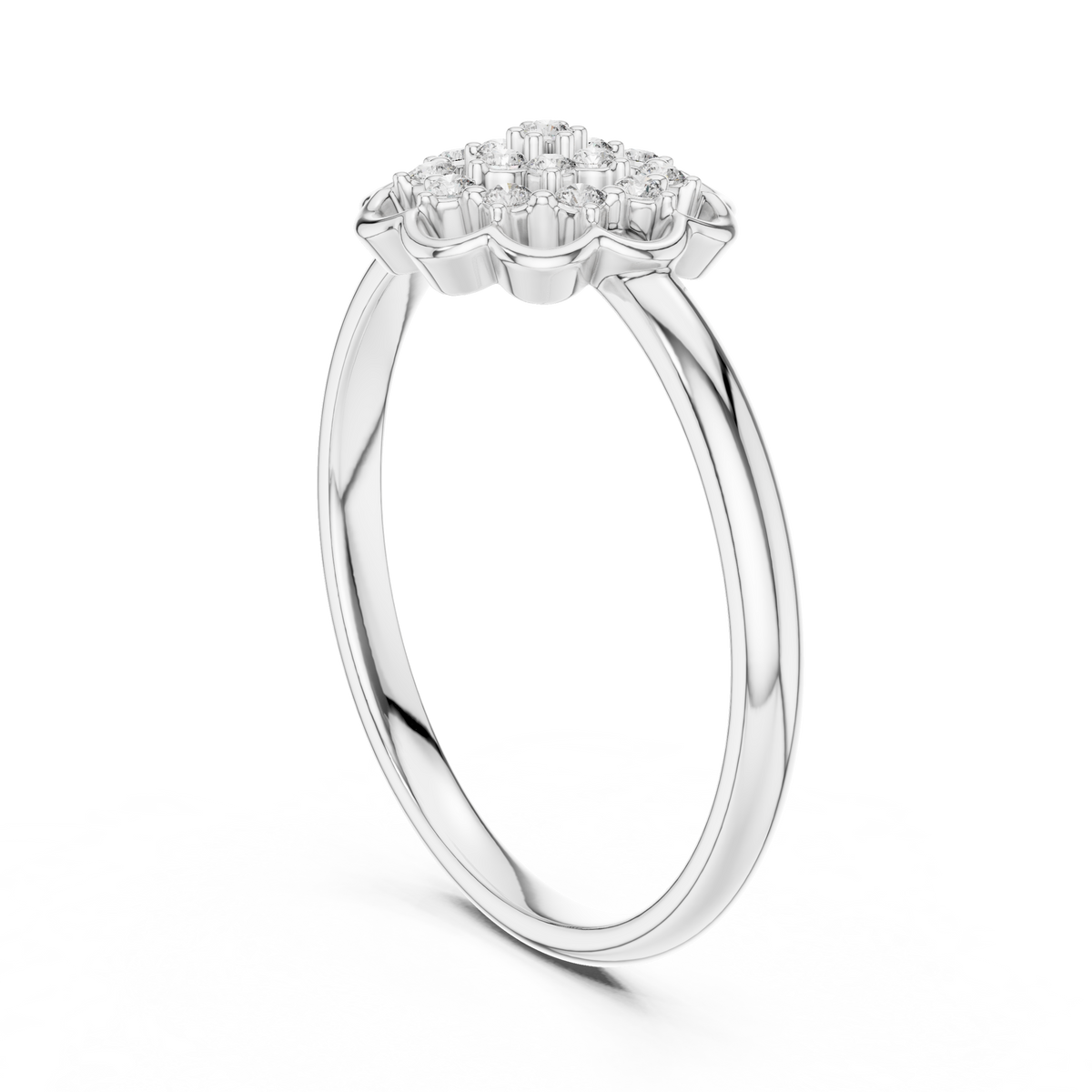 Petalia Scalloped Pavé Cluster Blossom Ring