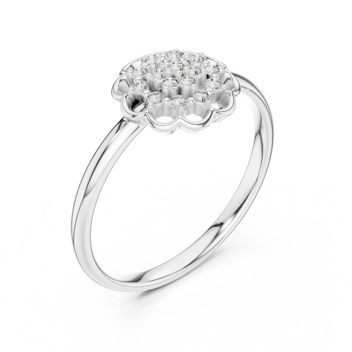 Petalia Scalloped Pavé Cluster Blossom Ring