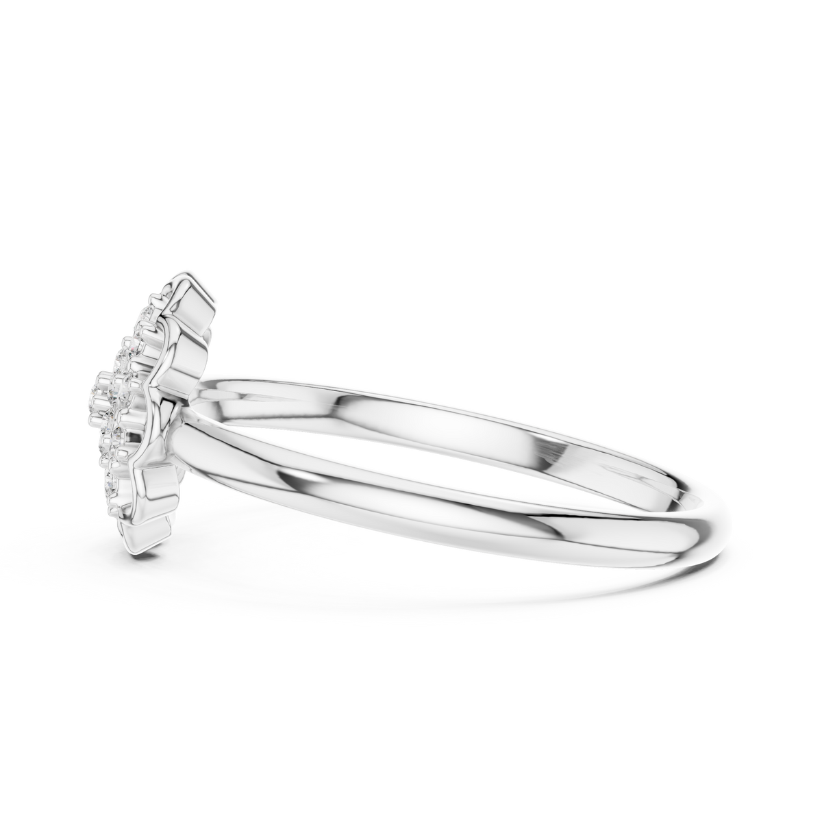 Petalia Scalloped Pavé Cluster Blossom Ring