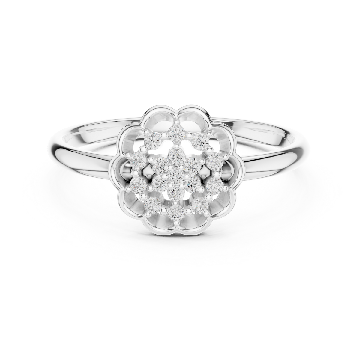 Petalia Scalloped Pavé Cluster Blossom Ring