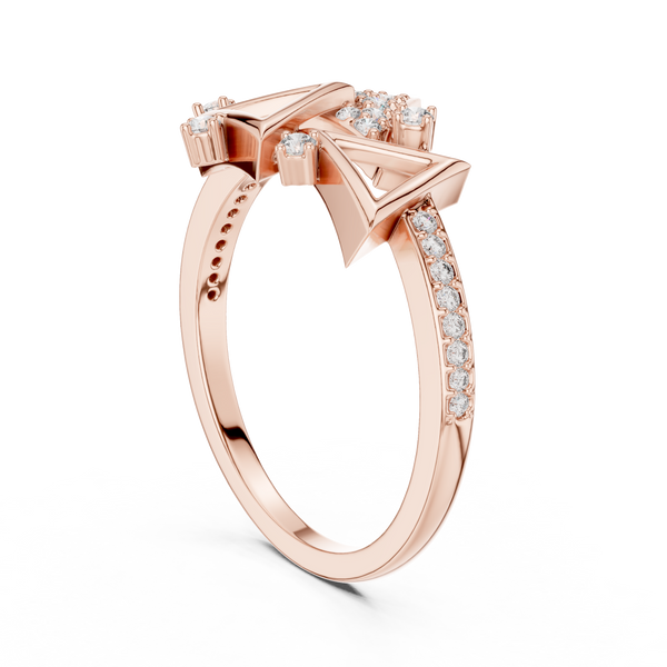 Trigona Geometric Triangle Pavé Diamond Ring
