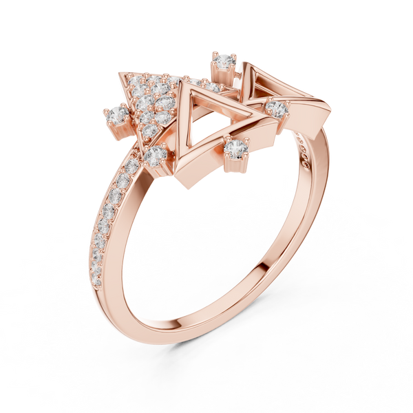 Trigona Geometric Triangle Pavé Diamond Ring