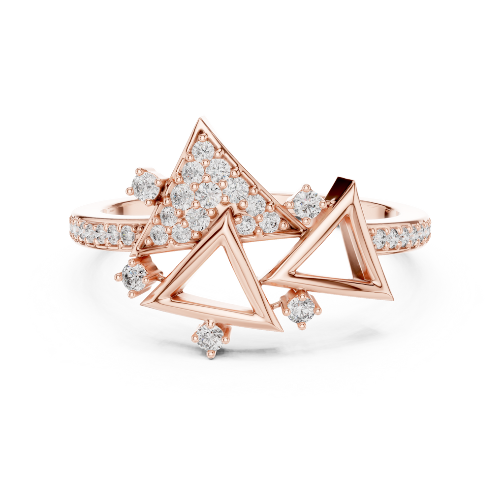 Trigona Geometric Triangle Pavé Diamond Ring
