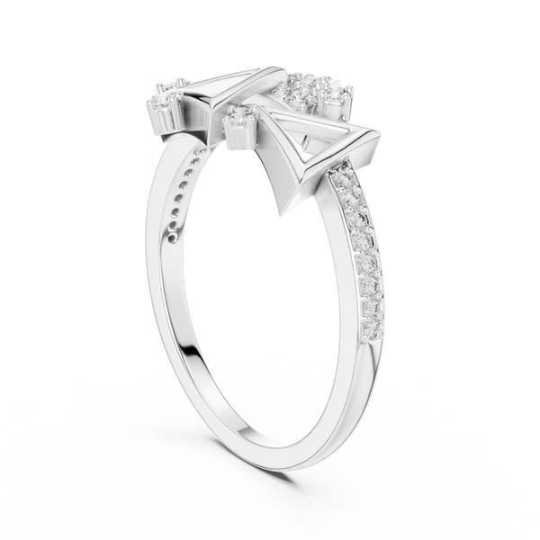 Trigona Geometric Triangle Pavé Diamond Ring