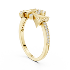 Trigona Geometric Triangle Pavé Diamond Ring