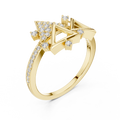 Trigona Geometric Triangle Pavé Diamond Ring