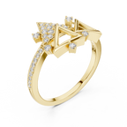 Trigona Geometric Triangle Pavé Diamond Ring