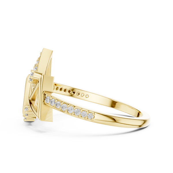 Trigona Geometric Triangle Pavé Diamond Ring
