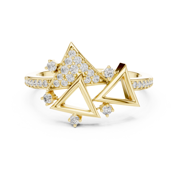 Trigona Geometric Triangle Pavé Diamond Ring