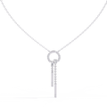 White Gold Circle & Dangling Bar Diamond Necklace