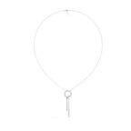 White Gold Circle & Dangling Bar Diamond Necklace