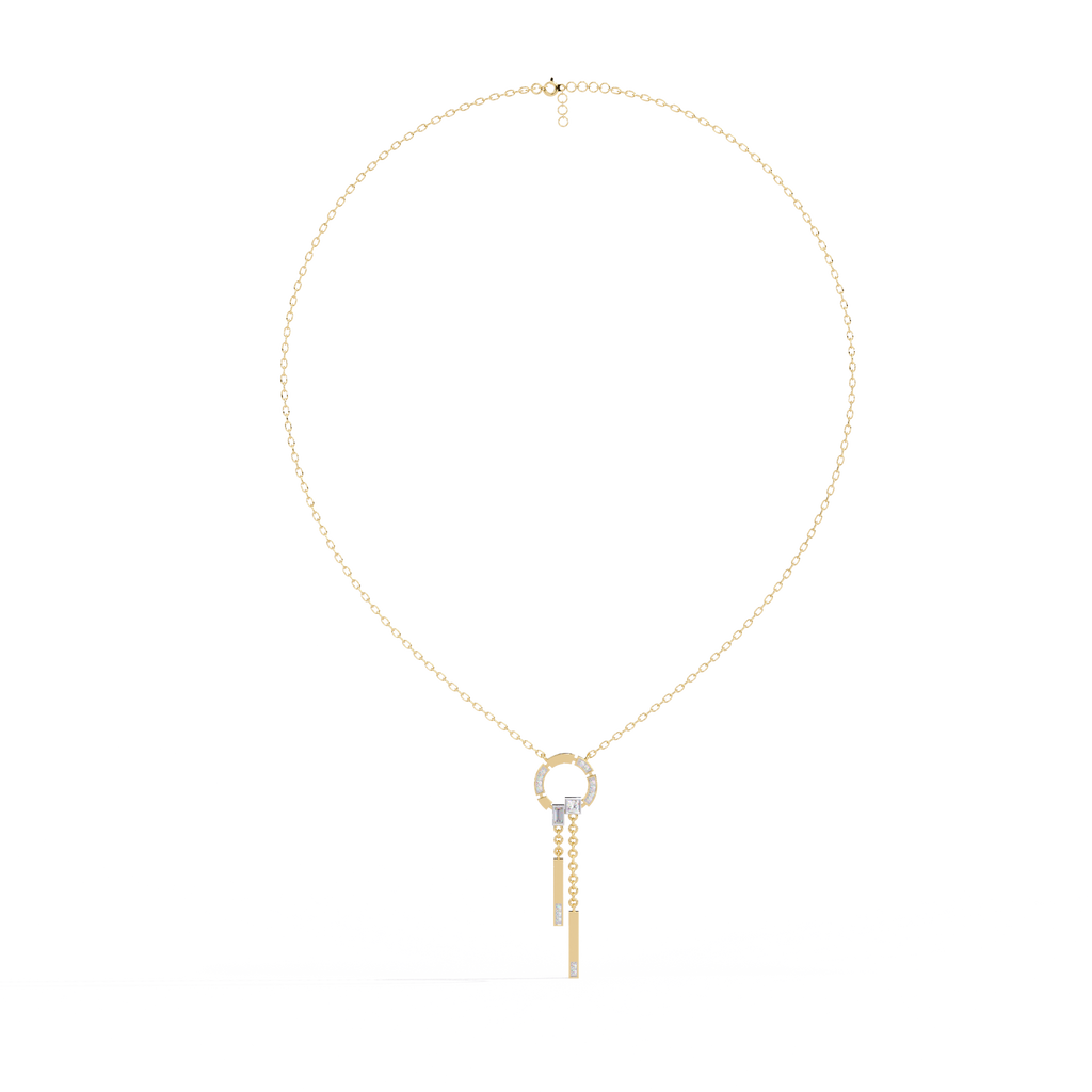 Yellow Gold Orbita Dual Drop Diamond Necklace
