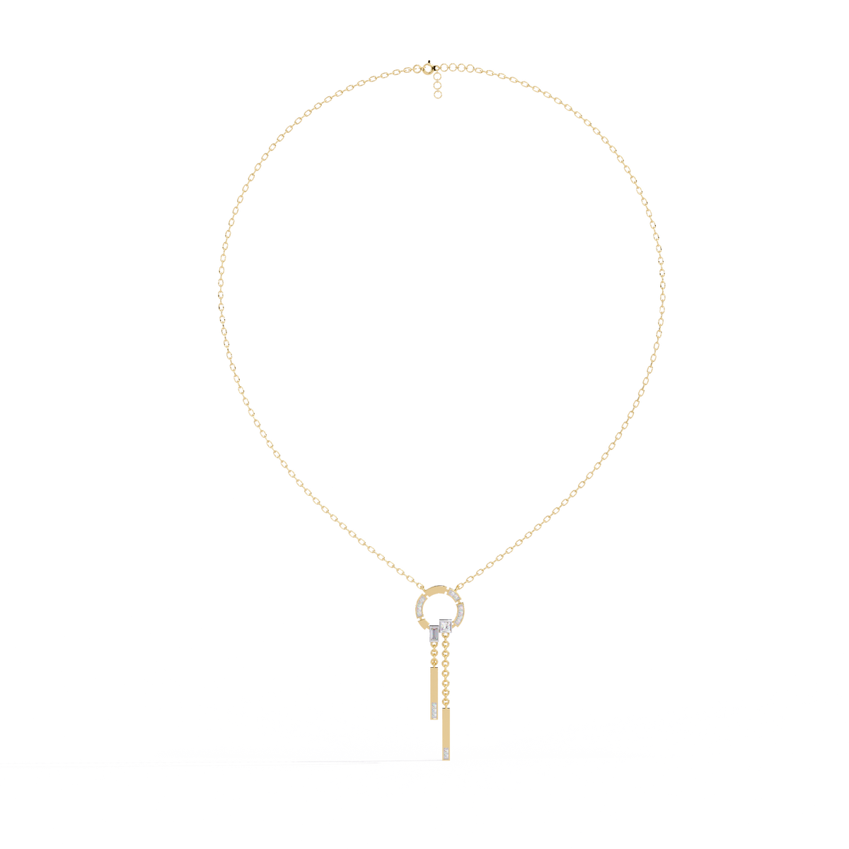 Yellow Gold Orbita Dual Drop Diamond Necklace