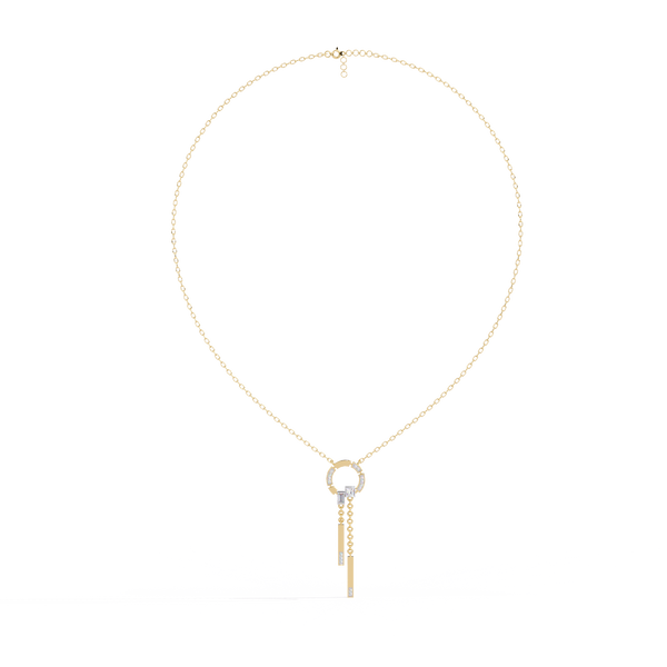 Yellow Gold Orbita Dual Drop Diamond Necklace