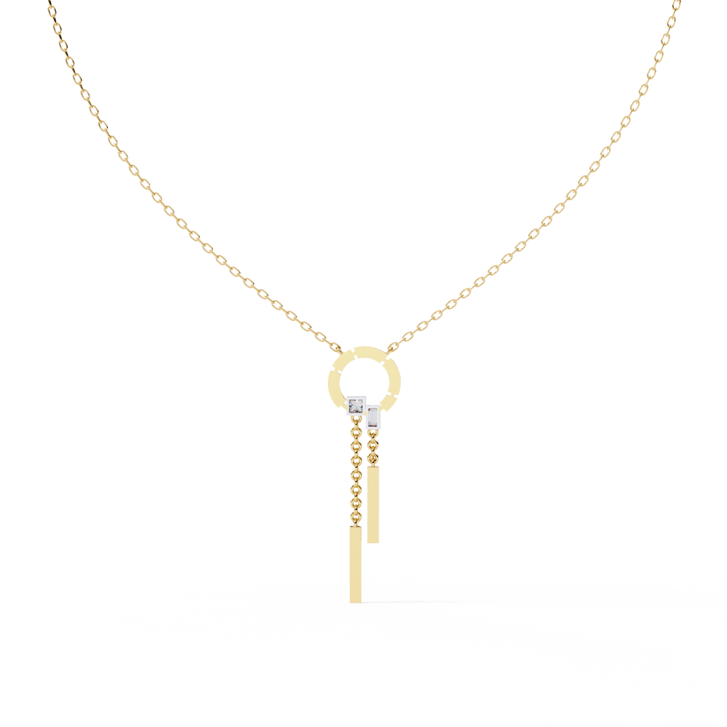 Yellow Gold Orbita Dual Drop Diamond Necklace