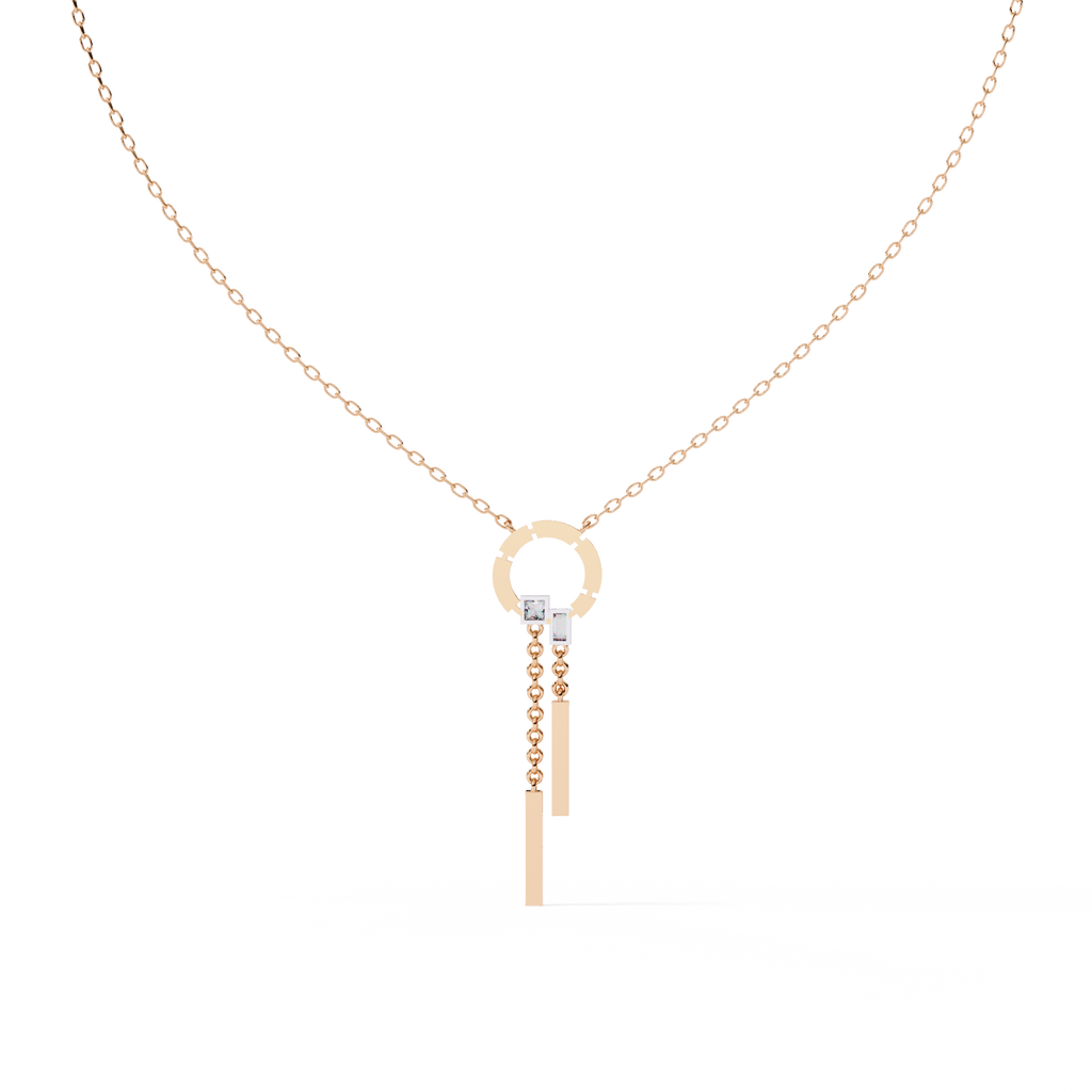 Rose Gold Orbita Dual Drop Diamond Necklace