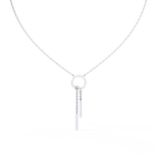 White Gold Circle & Dangling Bar Diamond Necklace